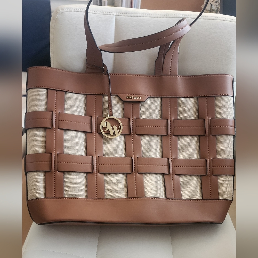 Nine West Brown and Cream Tote Bag